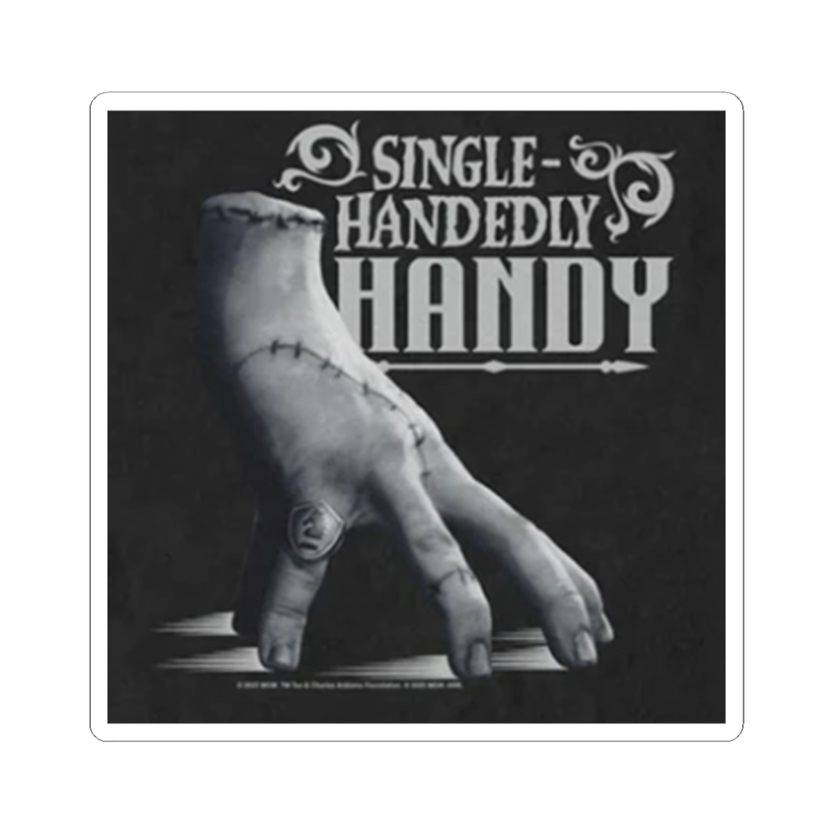 Single-Handedly Handy Hand Sticker | Vintage Monster Hand Decal | Wednesday Merch - alternate angle 3, merchandise