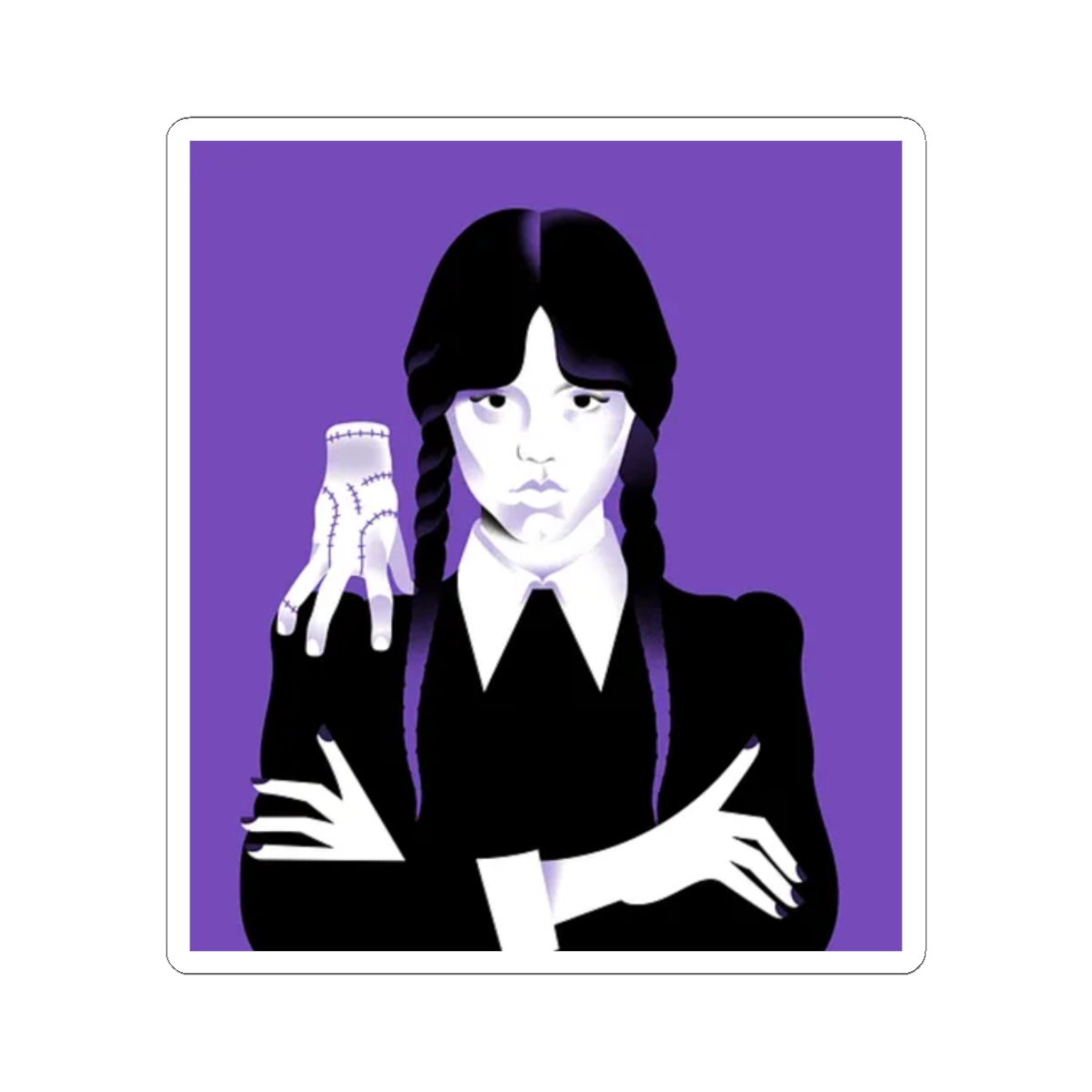 Wednesday Addams portrait Sticker | Kiss-Cut spooky goth | Wednesday Merch - alternate angle 3, merchandise