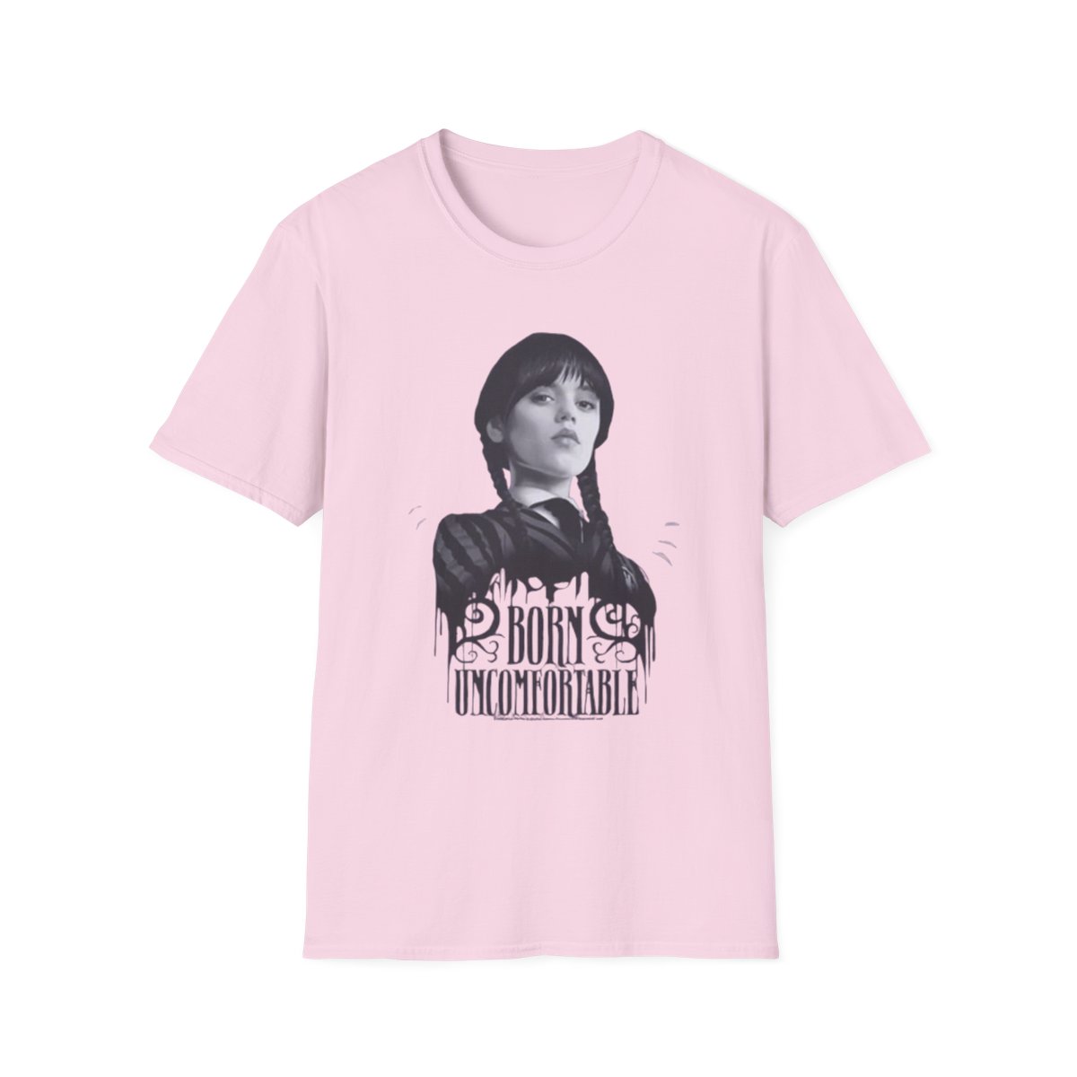 Goth Portrait Graphic T-Shirt | Retro Black & White Illustration | Wednesday Merch - alternate angle 4, merchandise