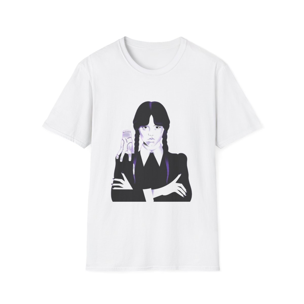 Goth Girl Illustration T-Shirt | Retro Dark Cartoon Portrait | Wednesday Merch - Official T-Shirts merchandise