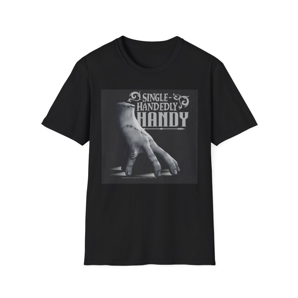 Single-Handedly Handy T-Shirt | Vintage Hand Illustration, Handy Saying | Wednesday Merch - Official T-Shirts merchandise