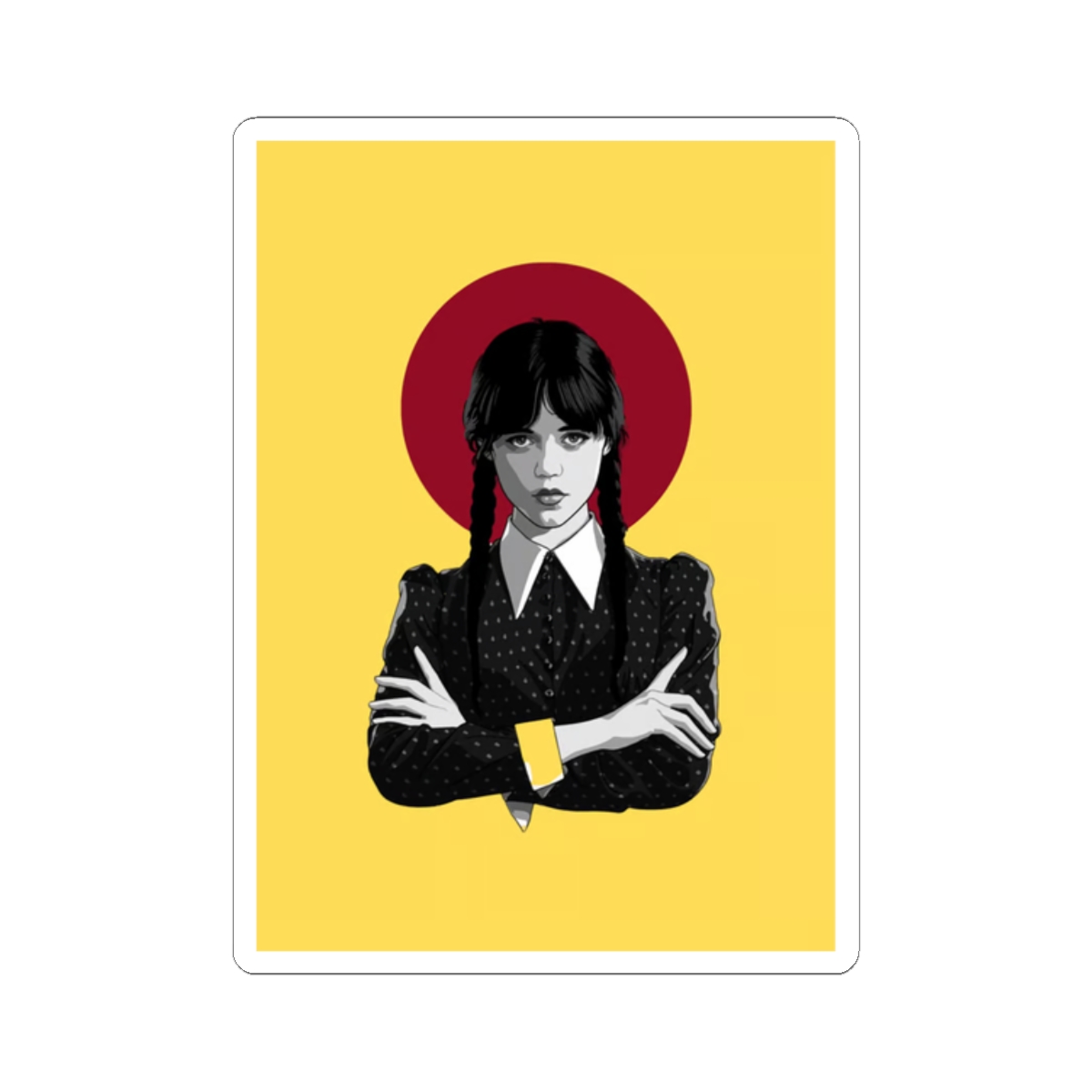 Gothic Girl Illustration Kiss-Cut Stickers | Retro Halo | Wednesday Merch - alternate angle 3, merchandise