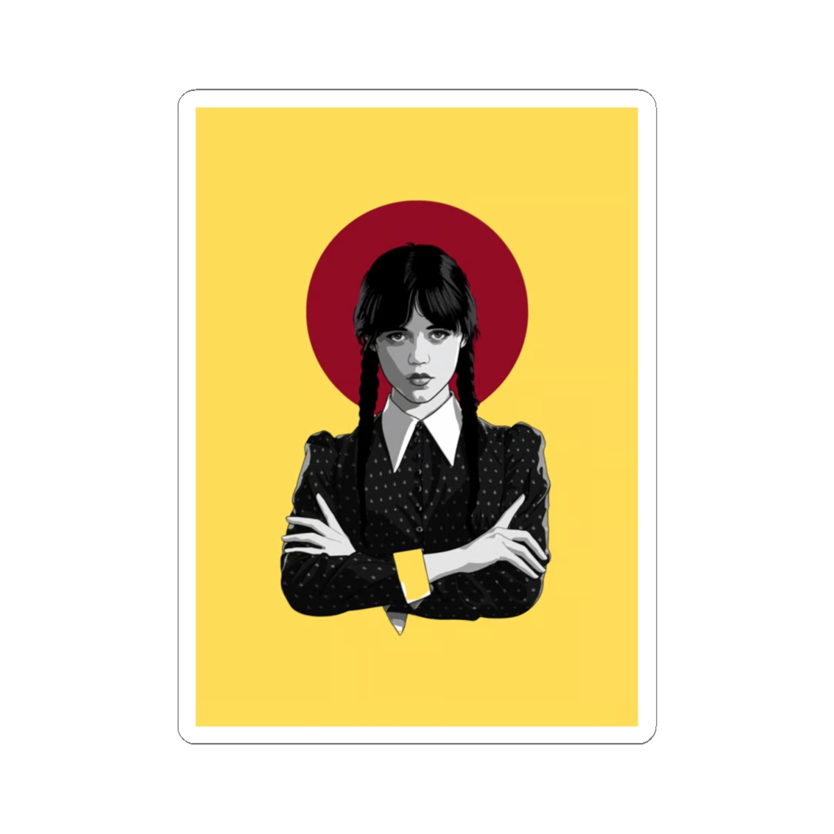 Gothic Girl Illustration Kiss-Cut Stickers | Retro Halo | Wednesday Merch - alternate angle 1, merchandise